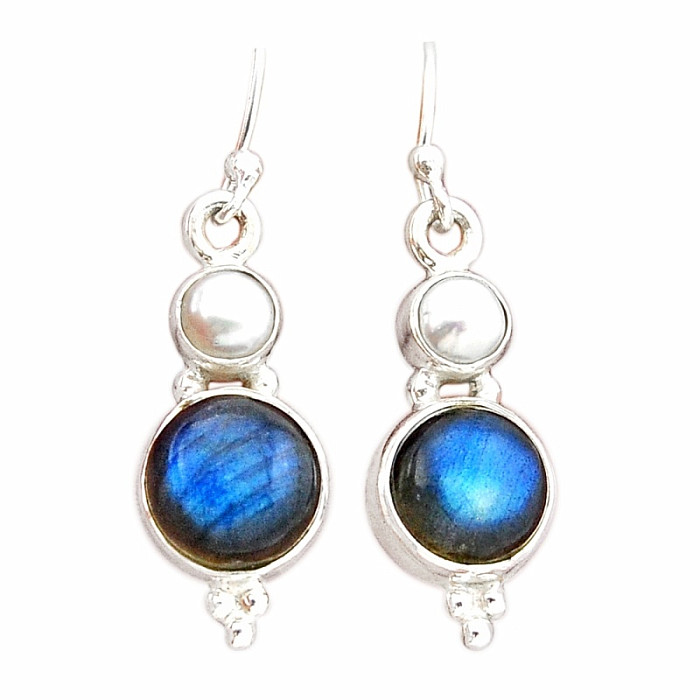 Labradorit náušnice stříbro Ag 925 42703 - 2 cm