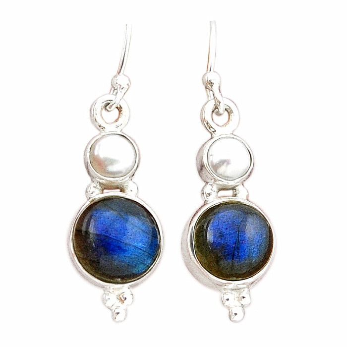 Labradorit náušnice stříbro Ag 925 42715 - 2 cm