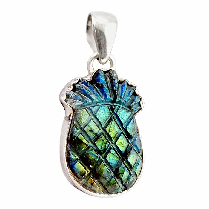 Labradorit vyřezávaný přívěsek stříbro Ag 925 48218 - 2