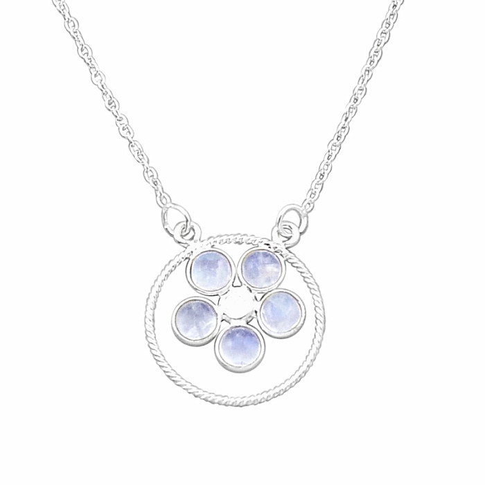 Měsíční kámen duhový náhrdelník stříbro Ag 925 44384 - 48