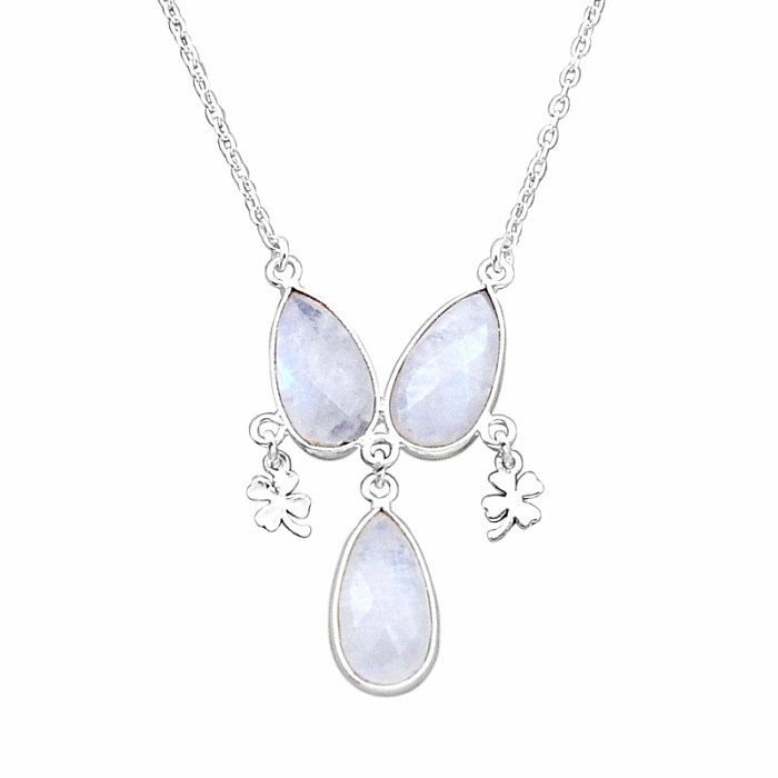 Měsíční kámen duhový náhrdelník stříbro Ag 925 44385 - 43 - 48 cm