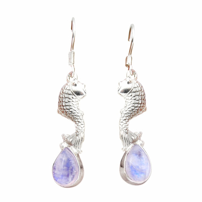 Měsíční kámen duhový náušnice stříbro Ag 925 51120 - 2