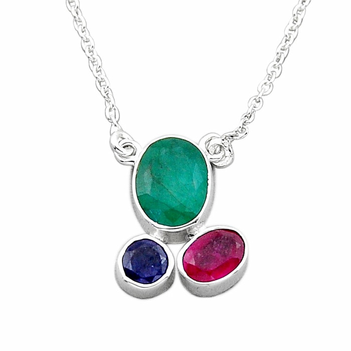 Smaragd indický (upravený) náhrdelník stříbro Ag 925 49510 - 40