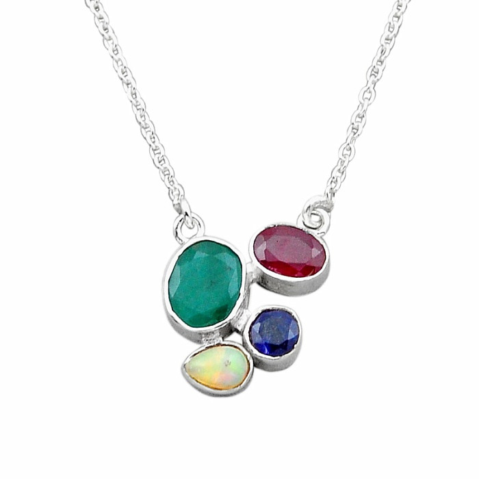 Smaragd indický (upravený) náhrdelník stříbro Ag 925 49511 - 41 - 46 cm