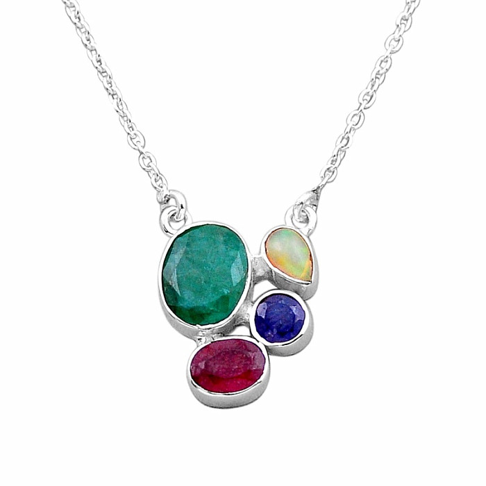 Smaragd indický (upravený) náhrdelník stříbro Ag 925 49512 - 41 - 46 cm