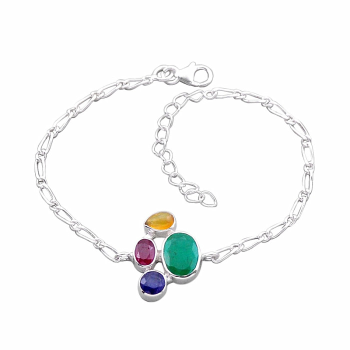 Smaragd indický (upravený) náramek stříbro Ag 925 49522 - 16 - 20 cm