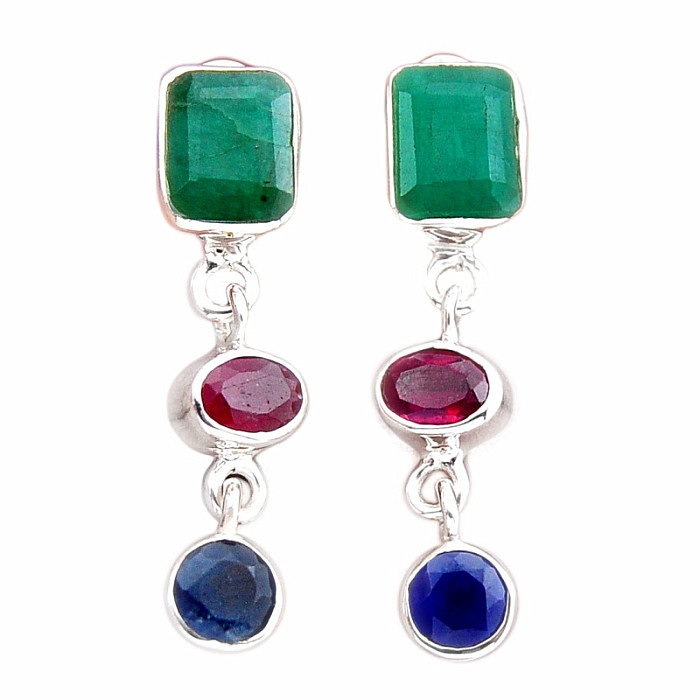 Smaragd indický - upravený náušnice stříbro Ag 925 49482 - 2