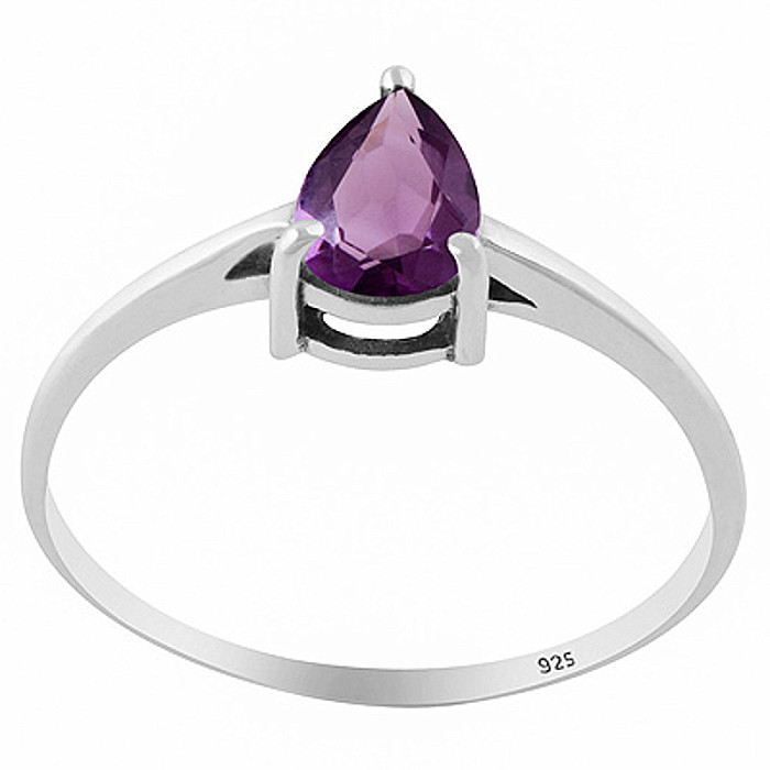 Stříbrný prsten s ametystem - 56 mm (US 8)