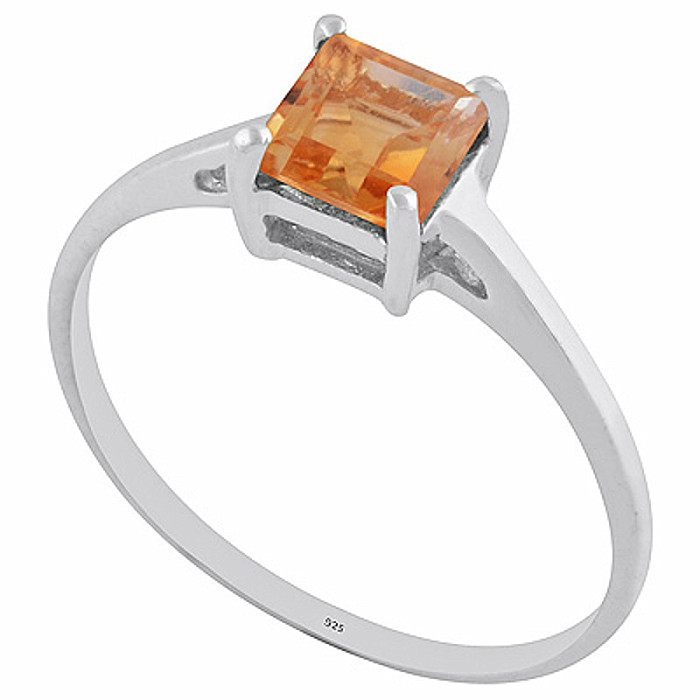 Stříbrný prsten s citrínem - 59 mm (US 9)