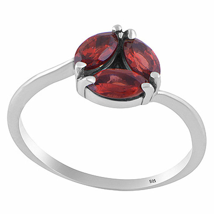 Stříbrný prsten s granátem - 52 mm (US 6)