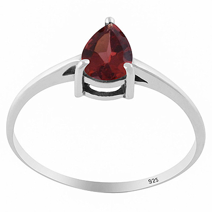 Stříbrný prsten s granátem - 59 mm (US 9)