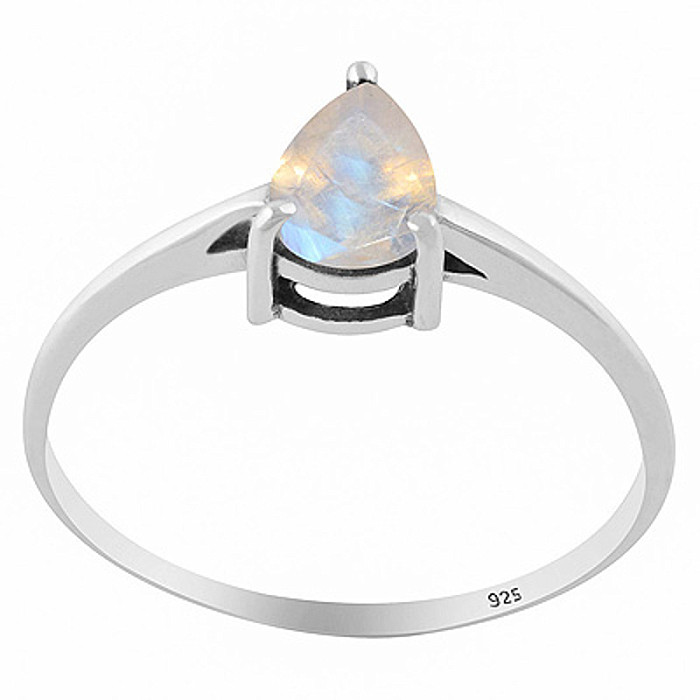 Stříbrný prsten s měsíčním kamenem - 54 mm (US 7) 1
