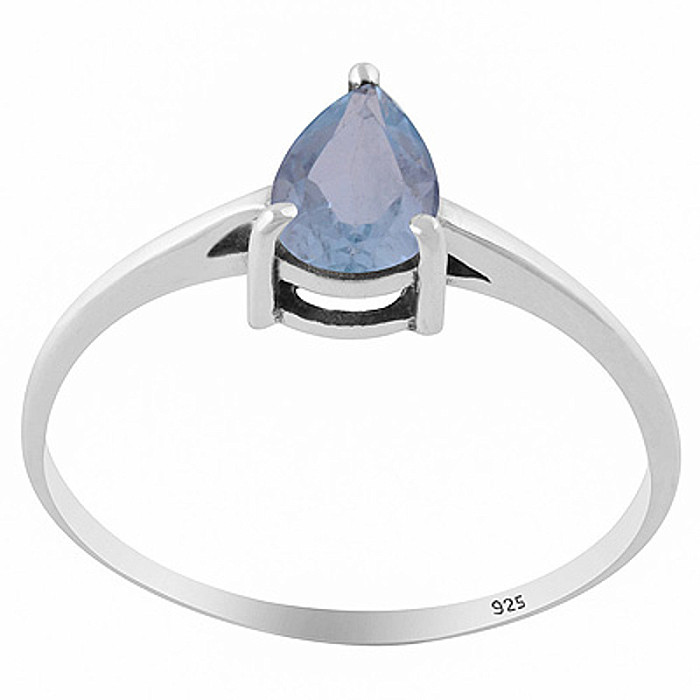 Stříbrný prsten s modrým topazem - 54 mm (US 7) 1
