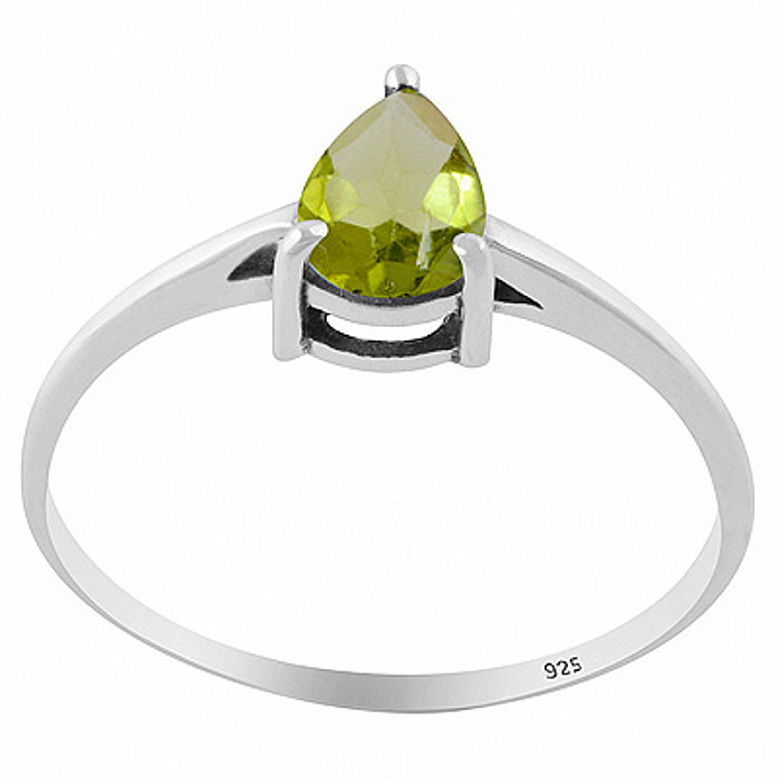 Stříbrný prsten s olivínem - 54 mm (US 7) 1