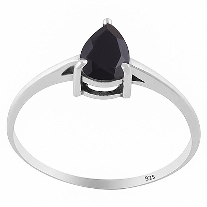 Stříbrný prsten s onyxem - 58 mm (US 8