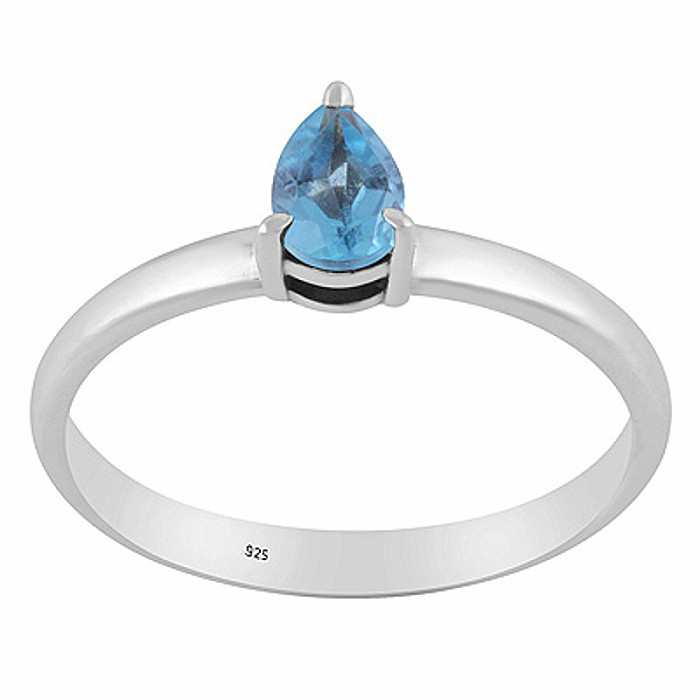 Stříbrný prsten se Swiss Blue topazem - 53 mm (US 6