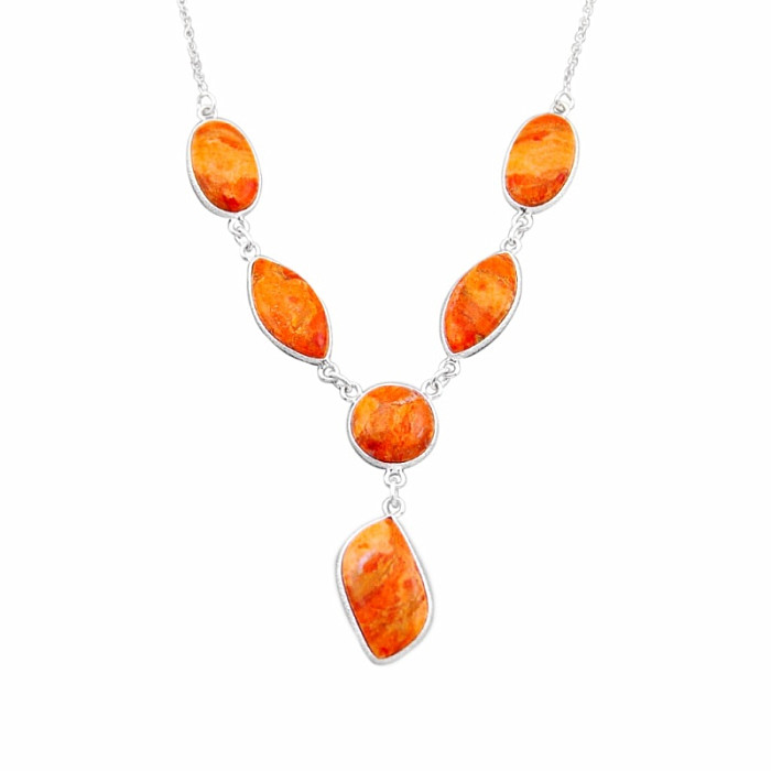 Tyrkys oranžový Mohave náhrdelník stříbro Ag 925 49095 - 41 - 45 cm