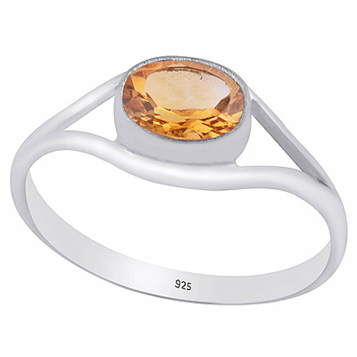 Stříbrný prsten s citrínem - 54 mm (US 7) 1