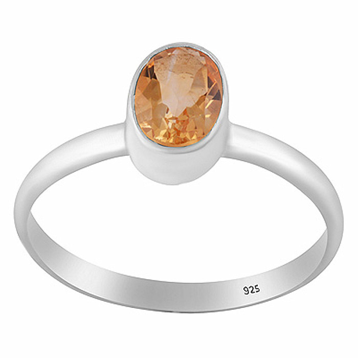 Stříbrný prsten s citrínem - 57 mm (US 8)