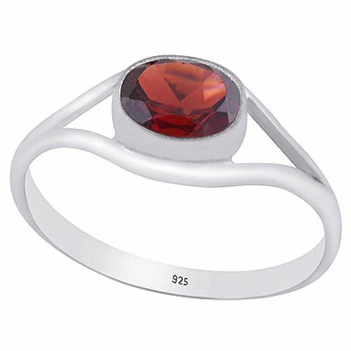 Stříbrný prsten s granátem - 54 mm (US 7) 1