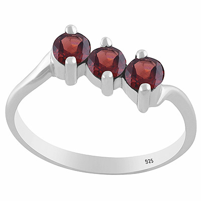 Stříbrný prsten s granátem - 54 mm (US 7) 2 g