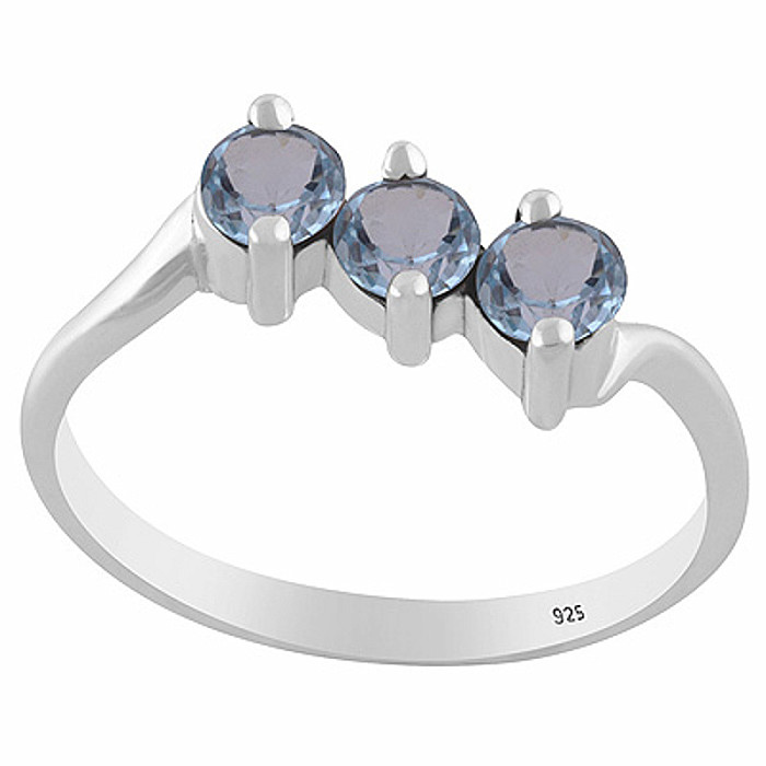 Stříbrný prsten s modrým topazem - 54 mm (US 7) 2