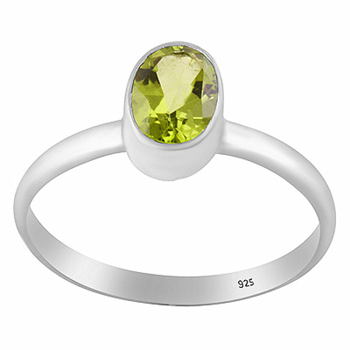 Stříbrný prsten s olivínem - 52 mm (US 6)