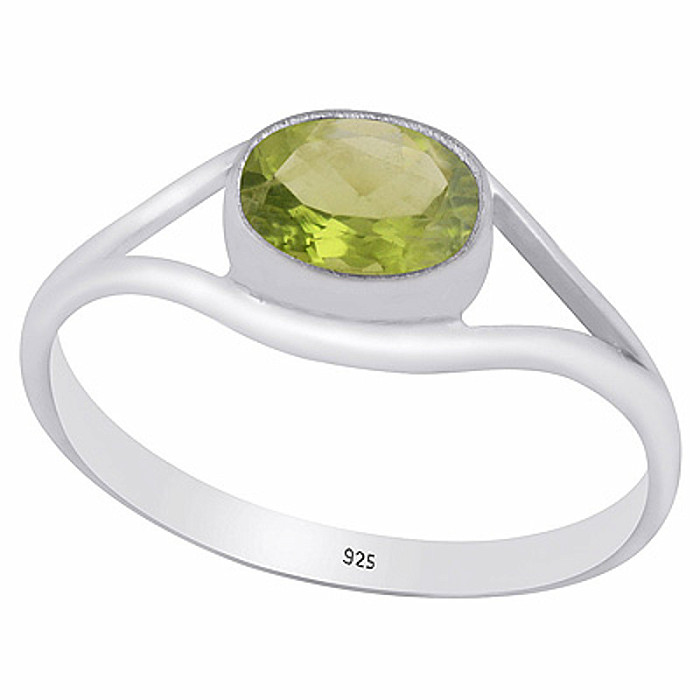 Stříbrný prsten s olivínem - 54 mm (US 7) 1