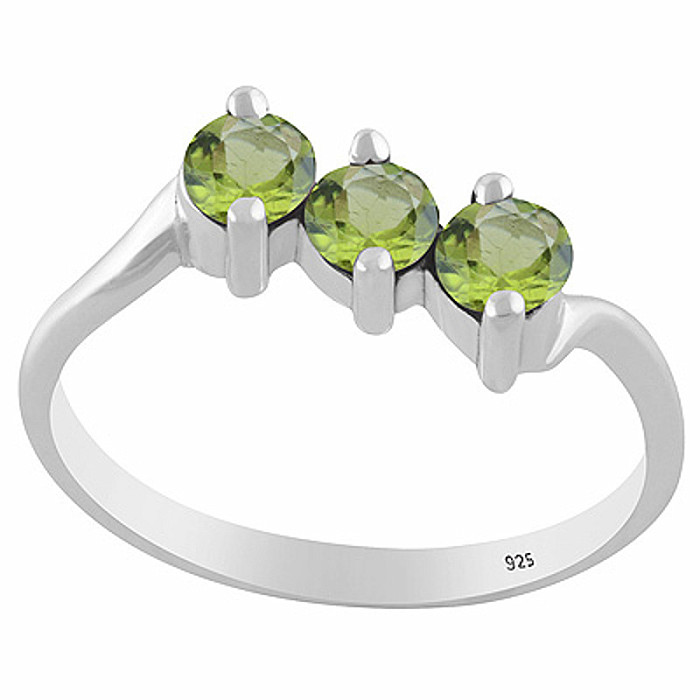 Stříbrný prsten s olivínem - 54 mm (US 7) 2