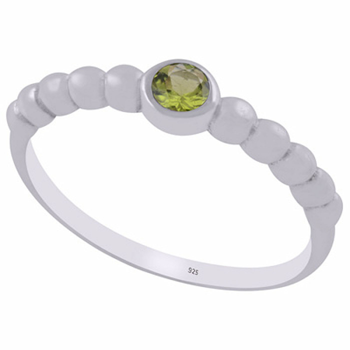 Stříbrný prsten s olivínem - 59 mm (US 9)