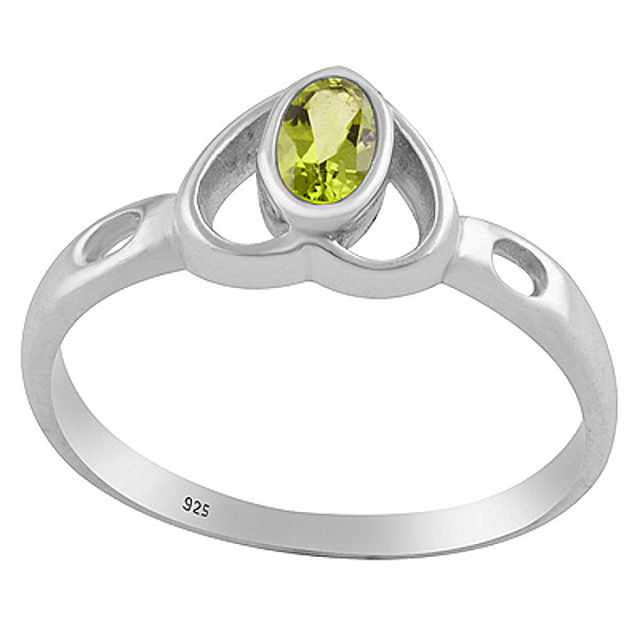 Stříbrný prsten s olivínem Srdce - 54 mm (US 7) 1