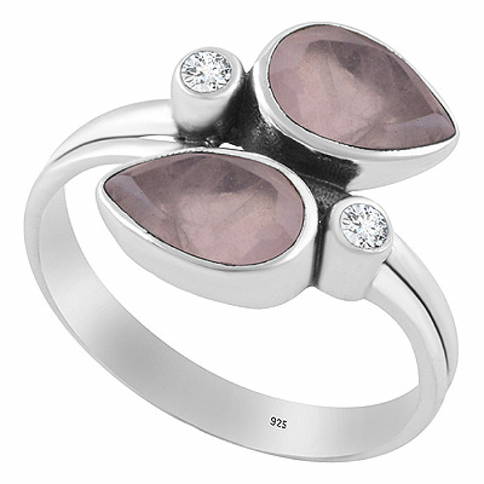 Stříbrný prsten s růženínem - 59 mm (US 9)